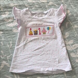 Mud Pie White and Pink Birthday Tee